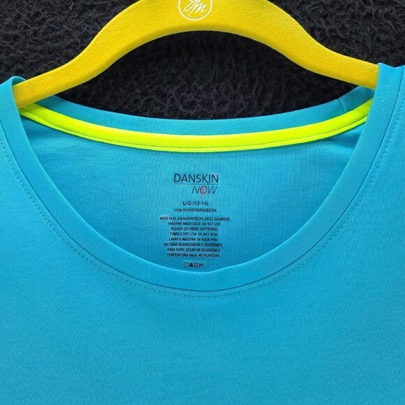 Danskin Now Womens T-Shirt Blue Size Large 100% Polyester Short Sleeve Pullover - Picture 7 of 12